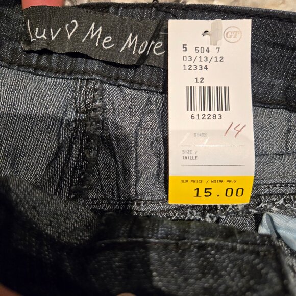 Luv Me More Embroidered Floral Denim Mini Skirt | Size 12 | Dark Wash - Picture 2 of 3